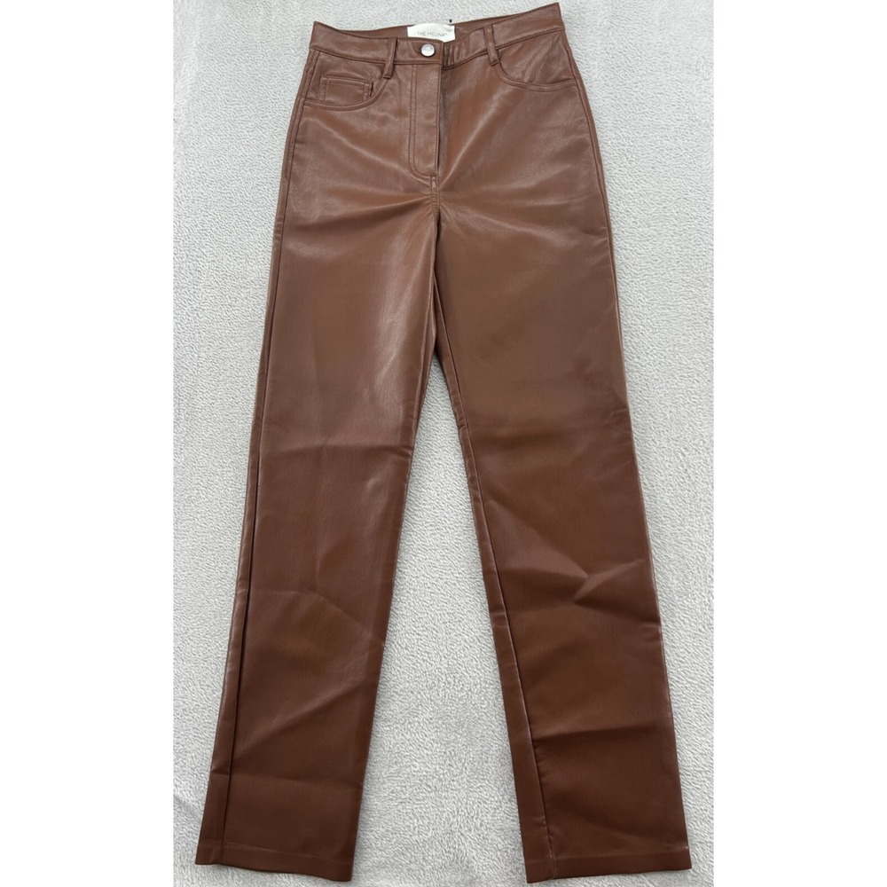 Aritzia Wilfred Pants Womens Sz 2 The Melina Brown Faux Leather Vegan